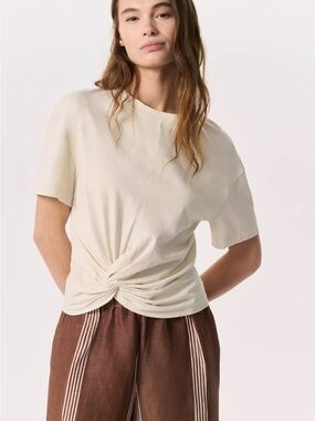 NWT rag & bone MICA White Draped Short-Sleeve Twist Front Tee